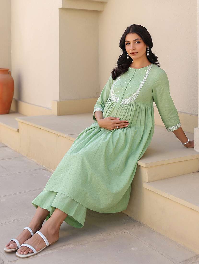 women embroidered three quarter sleeve kurta palazzo set - 22144880 -  Standard Image - 1