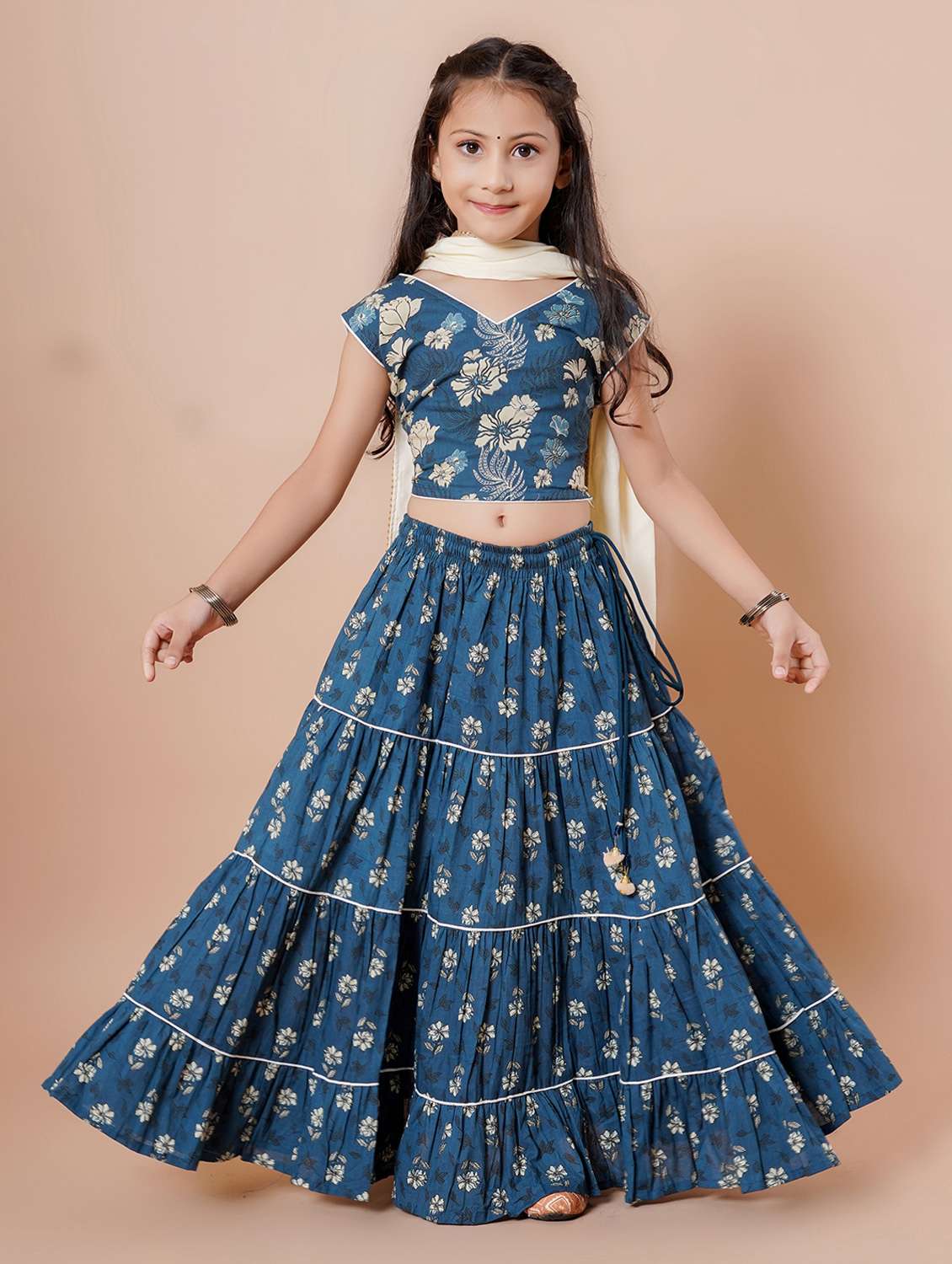 girls primted lehenga and choli with dupatta - 22144886 -  Standard Image - 1