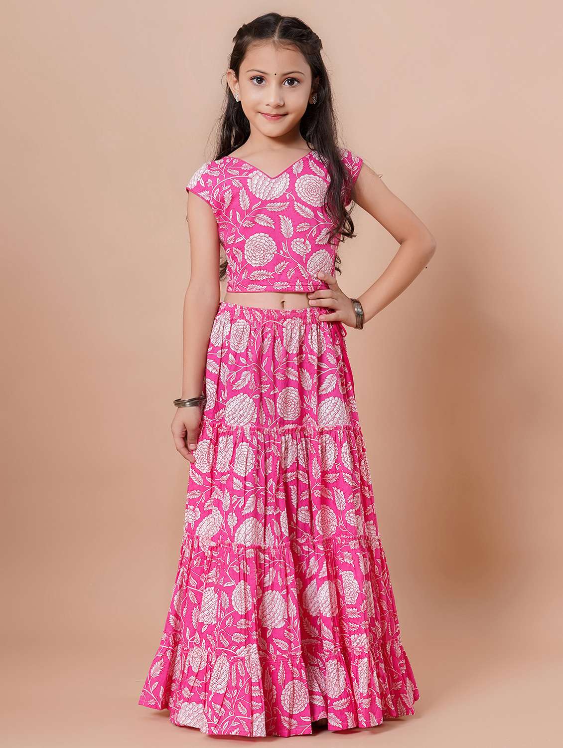 girls printed lehenga and choli with dupatta - 22144887 -  Standard Image - 1