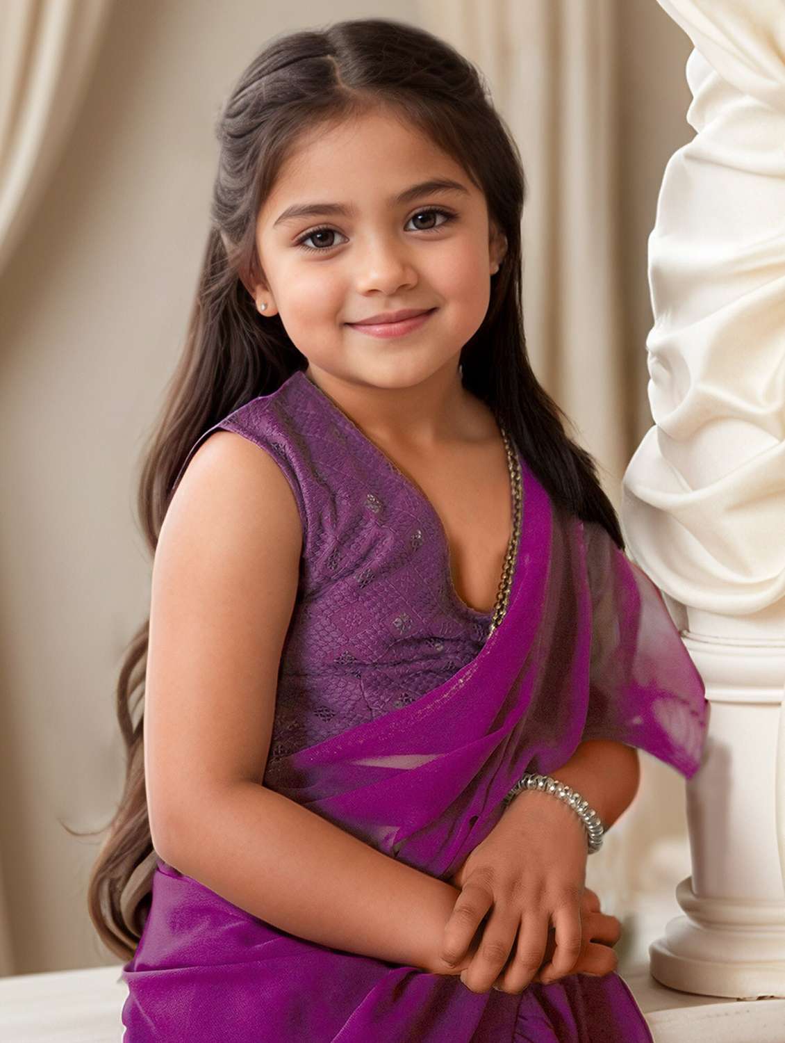 girls printed pre draped lehenga and choli with dupatta - 22144889 - Standard Image - 4