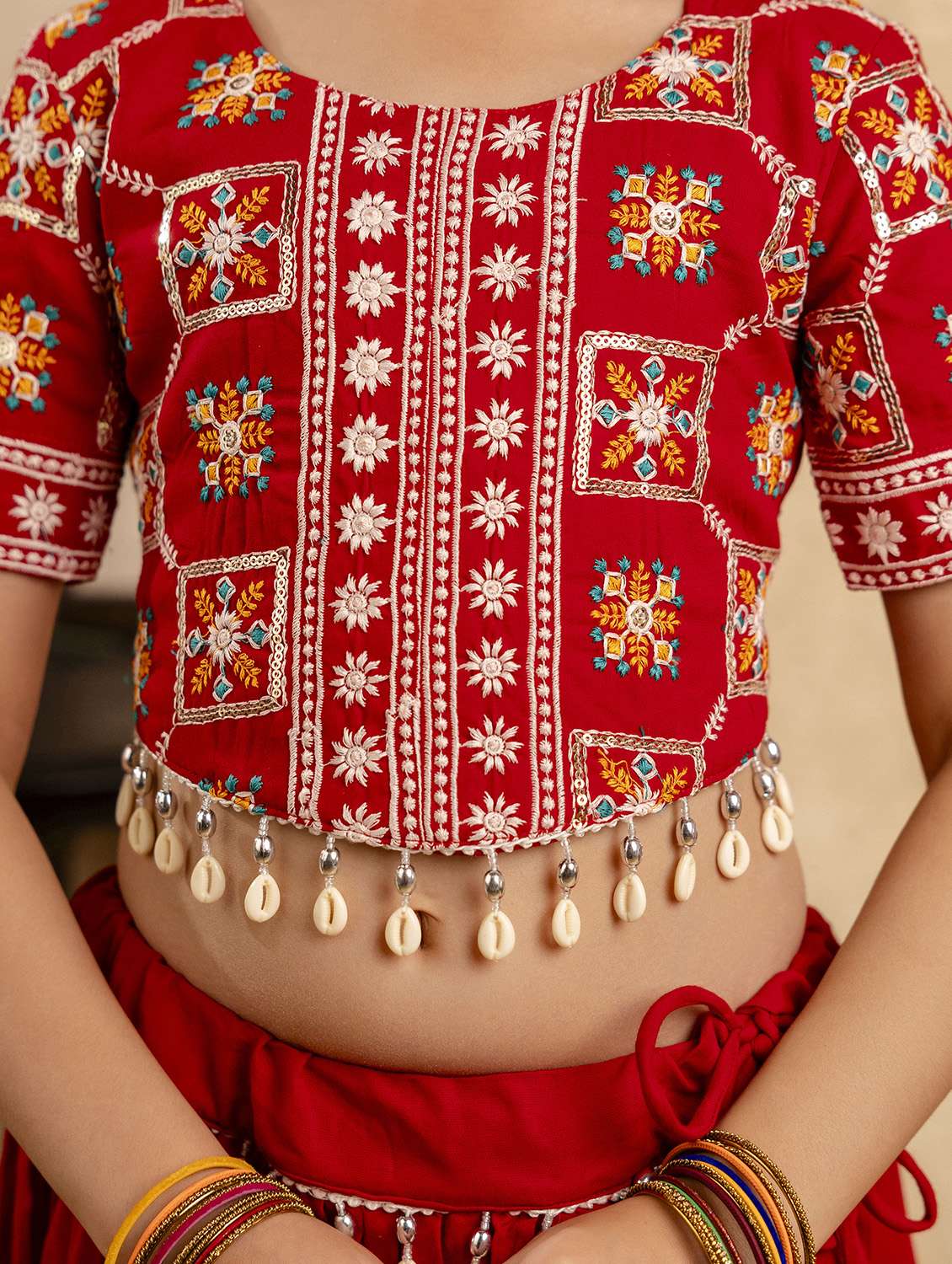 girls embroidered lehenga and choli set - 22144892 -  Standard Image - 4