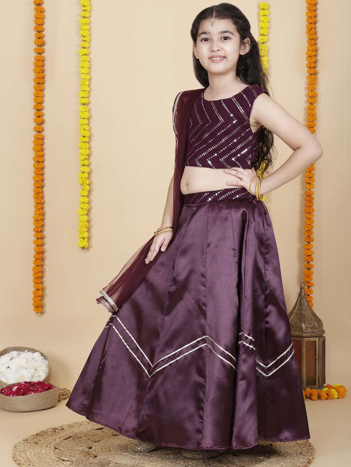 girls self designed lehenga and choli with dupatta - 22144893 -  Standard Image - 1