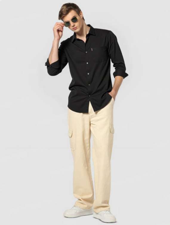 men solid long sleeve regualr fit casual shirt - 22144909 - Standard Image - 4