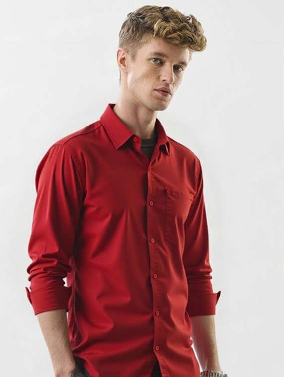 men solid long sleeve regualr fit casual shirt - 22144913 - Standard Image - 1