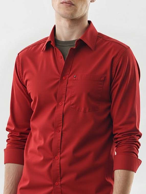 men solid long sleeve regualr fit casual shirt - 22144913 - Standard Image - 4