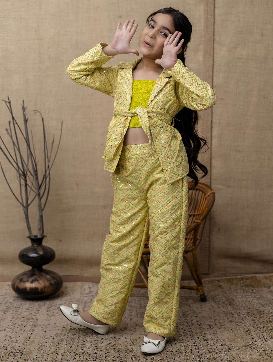 girls printed top and trouser co-ord set