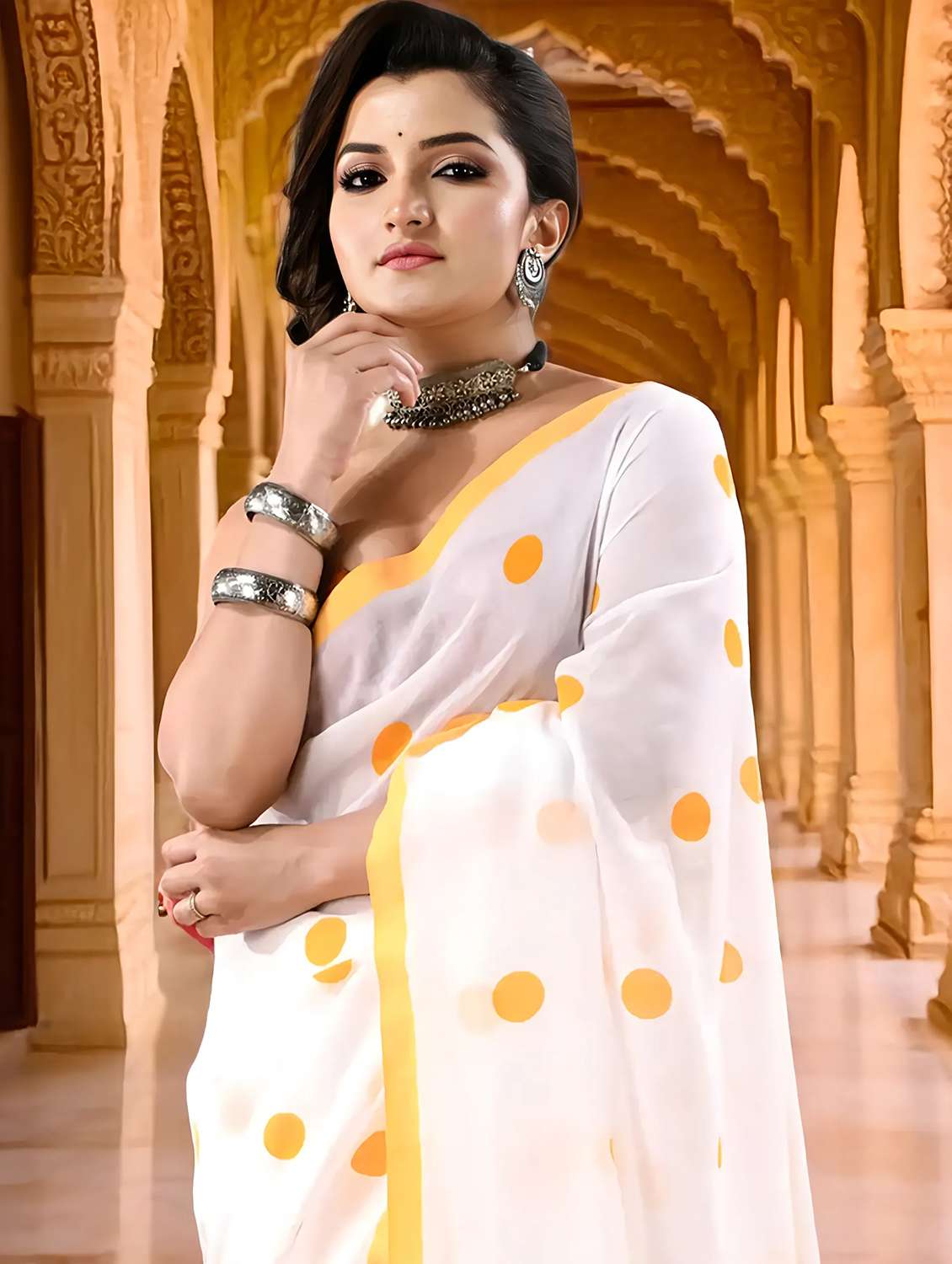 women printed casual wear saree - 22144942 -  Standard Image - 4