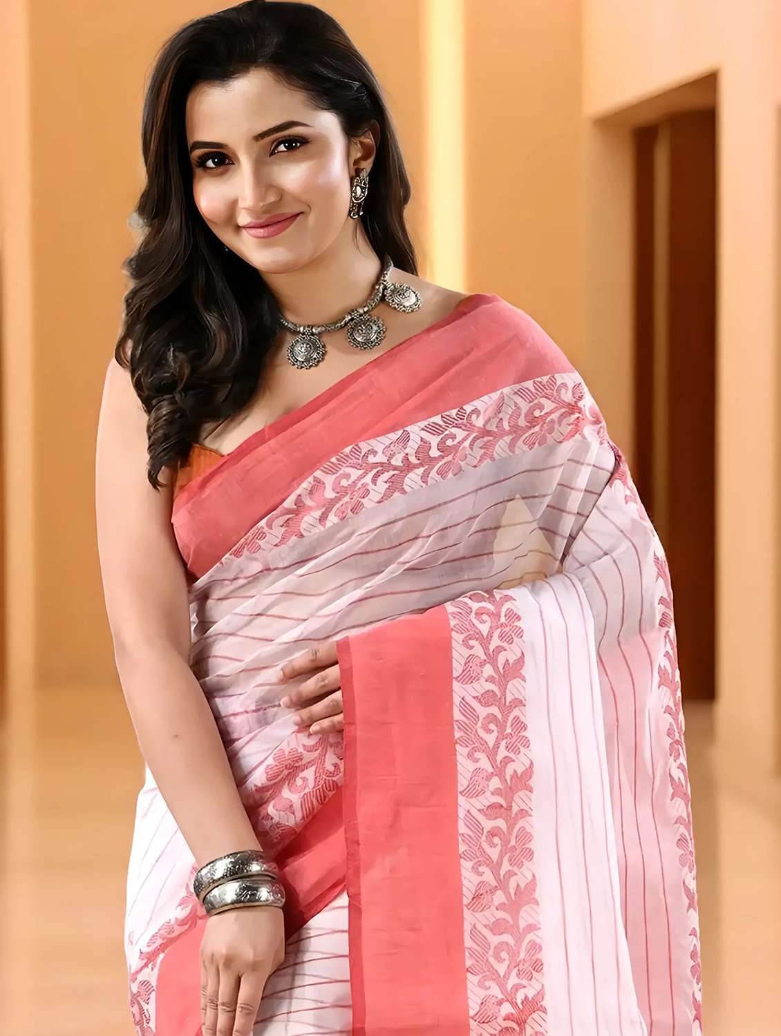 women self design tant saree - 22144945 -  Standard Image - 4