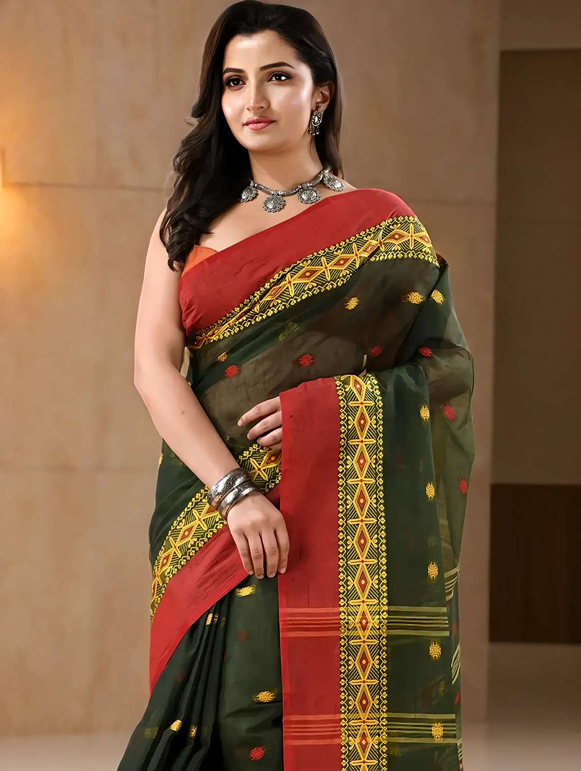 women self design tant saree - 22144948 -  Standard Image - 4