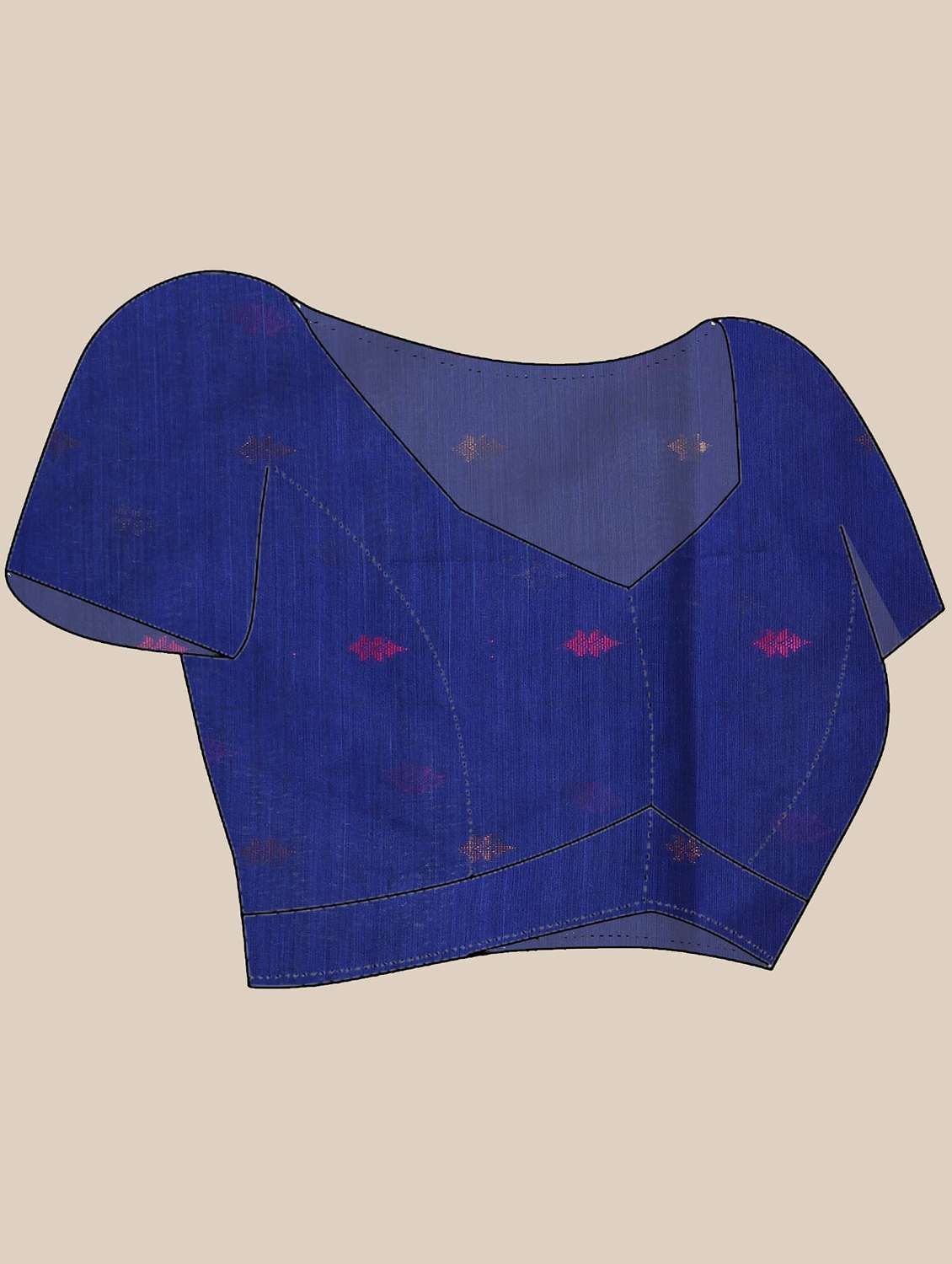 blue cotton handloom saree with blouse - 22144957 - Standard Image - 4