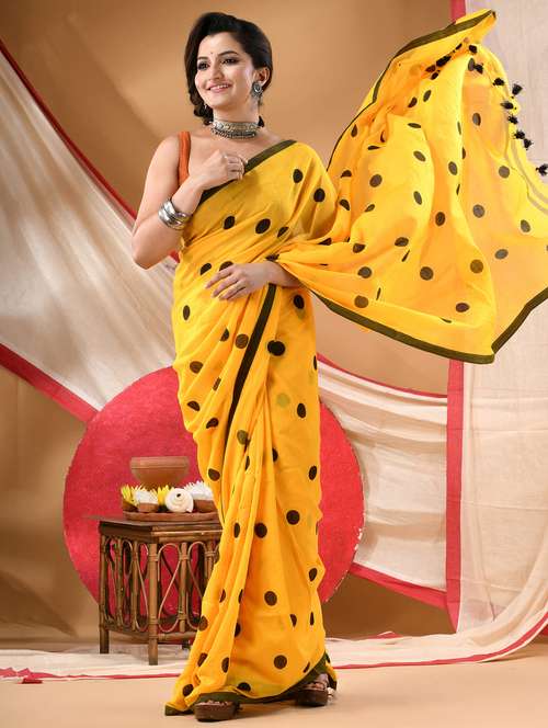 women polka dot printed saree - 22144966 -  Standard Image - 0