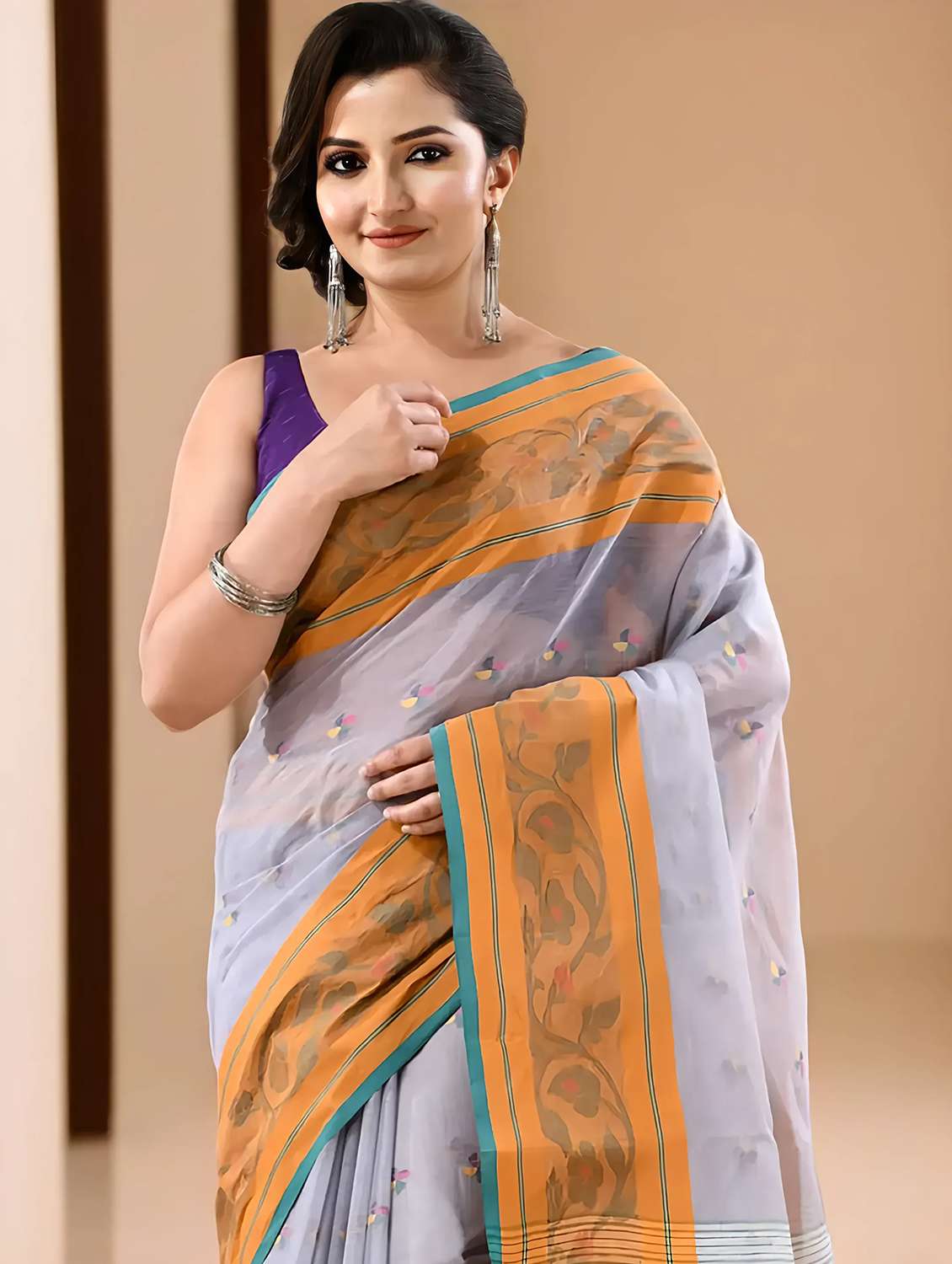 women self design tant saree - 22144979 -  Standard Image - 4