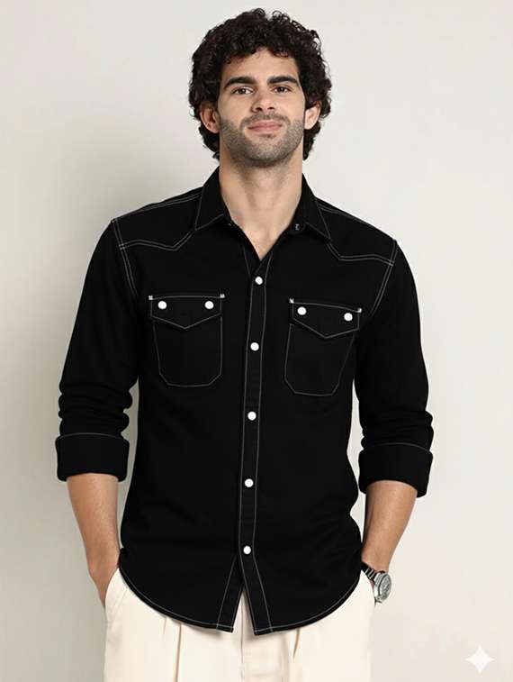 men solid long sleeve regualr fit casual shirt
