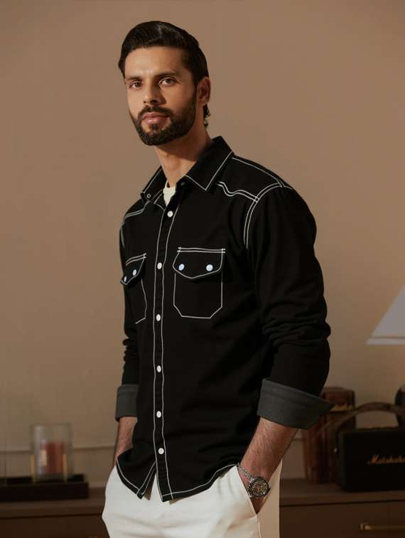 men solid long sleeve regualr fit casual shirt - 22145006 -  Standard Image - 1