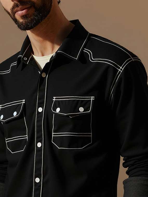 men solid long sleeve regualr fit casual shirt - 22145006 -  Standard Image - 4