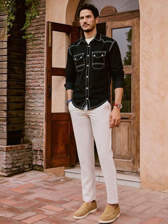 men solid long sleeve regualr fit casual shirt - 22145009 - Standard Image - 4