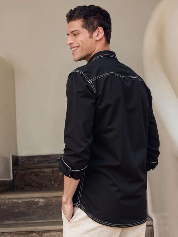 men solid long sleeve regualr fit casual shirt - 22145010 -  Standard Image - 1