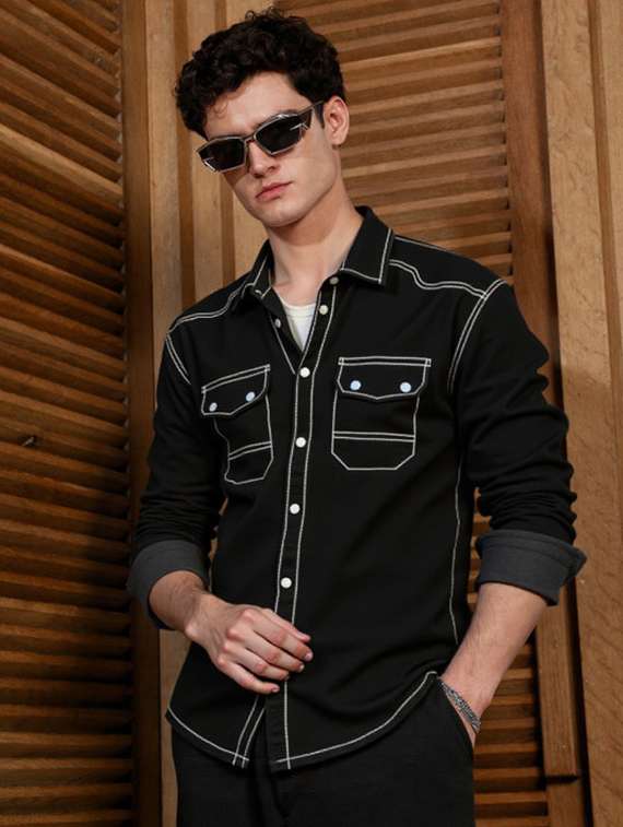 men solid long sleeve regualr fit casual shirt