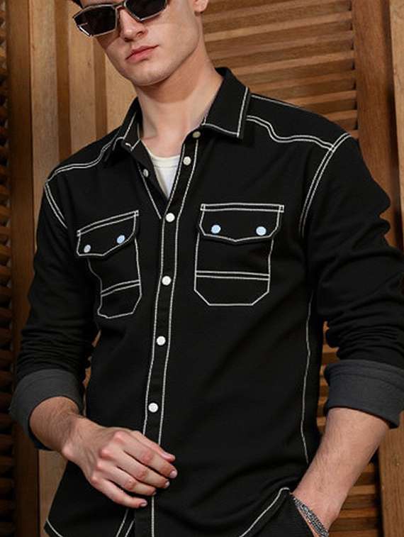 men solid long sleeve regualr fit casual shirt - 22145012 -  Standard Image - 1