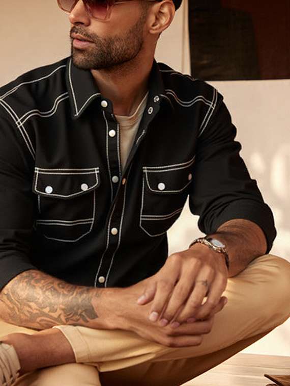 men solid long sleeve regualr fit casual shirt - 22145016 -  Standard Image - 1