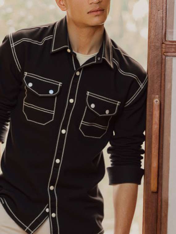 men solid long sleeve regualr fit casual shirt - 22145017 -  Standard Image - 1