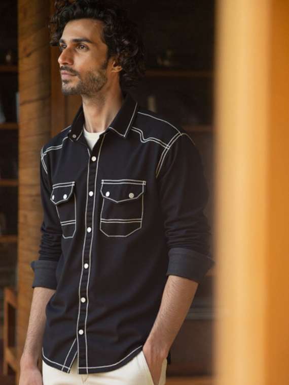 men solid long sleeve regualr fit casual shirt - 22145018 -  Standard Image - 1