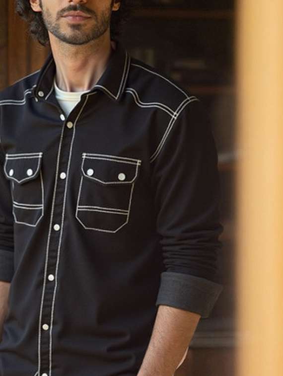 men solid long sleeve regualr fit casual shirt - 22145018 -  Standard Image - 4