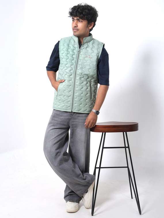 men solid sleeveless puffer jacket - 22145054 -  Standard Image - 1