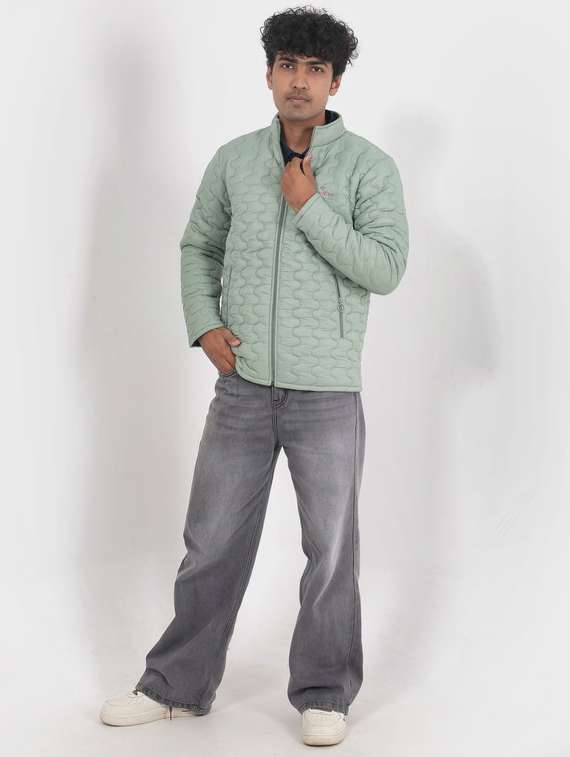 men solid long sleeve puffer jacket