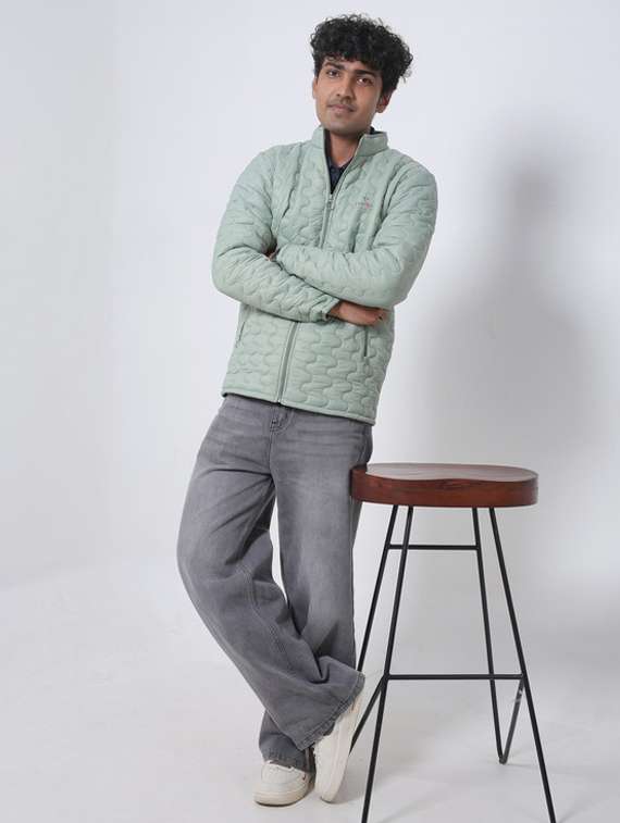 men solid long sleeve puffer jacket - 22145058 -  Standard Image - 1