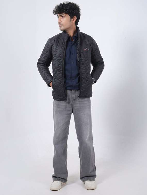 men solid long sleeve stand collar puffer jacket - 22145059 -  Standard Image - 1