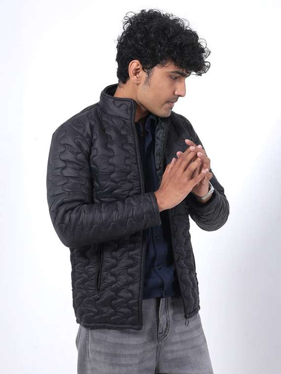 men solid long sleeve stand collar puffer jacket - 22145059 -  Standard Image - 4