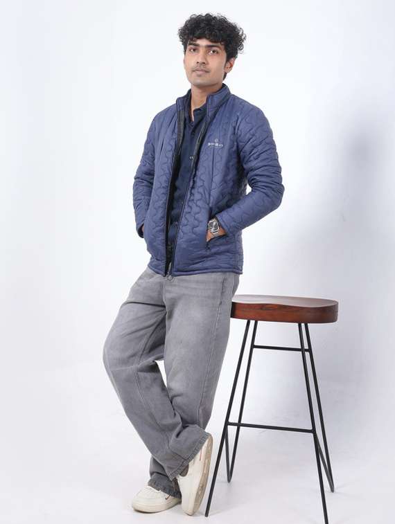 men solid long sleeve puffer jacket - 22145060 -  Standard Image - 1