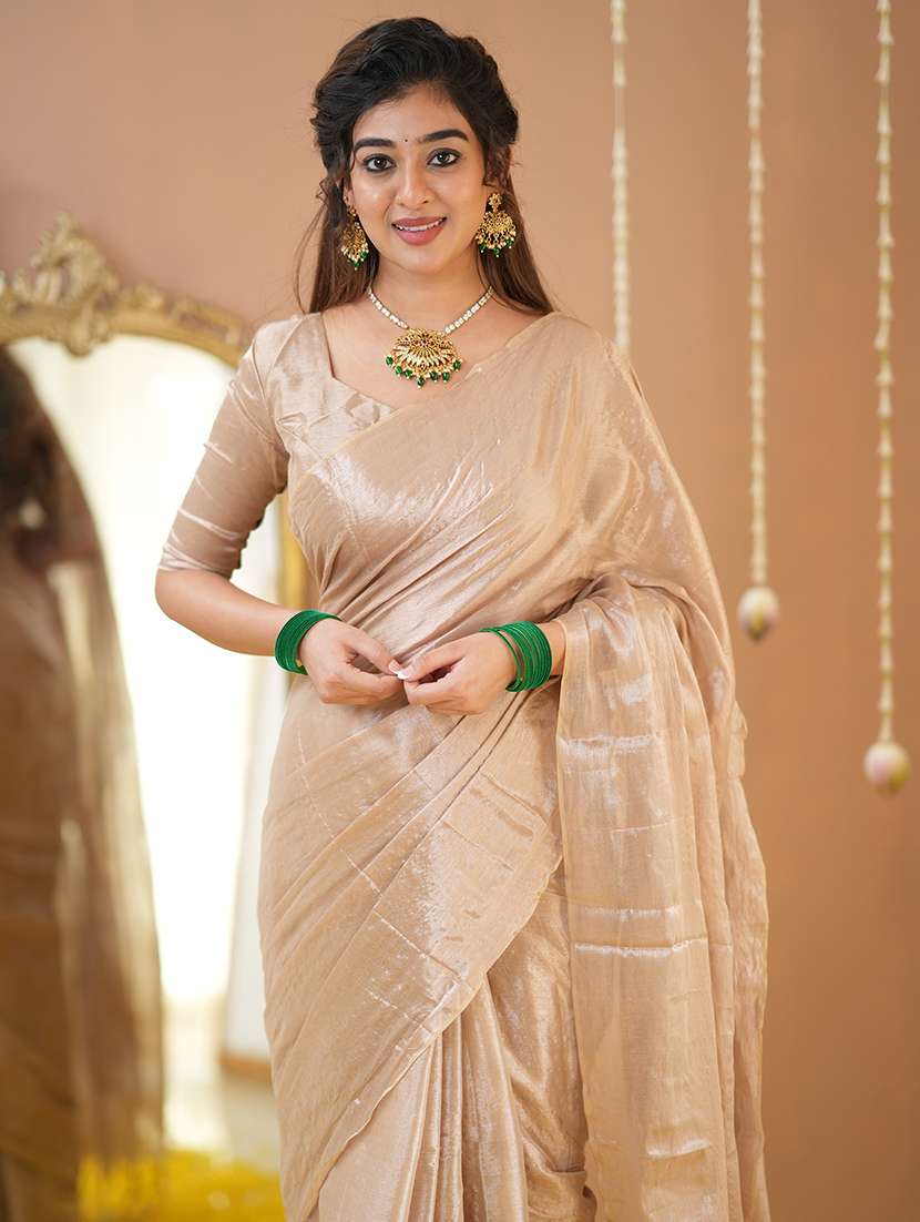 women solid handloom saree with blouse - 22145068 - Standard Image - 6