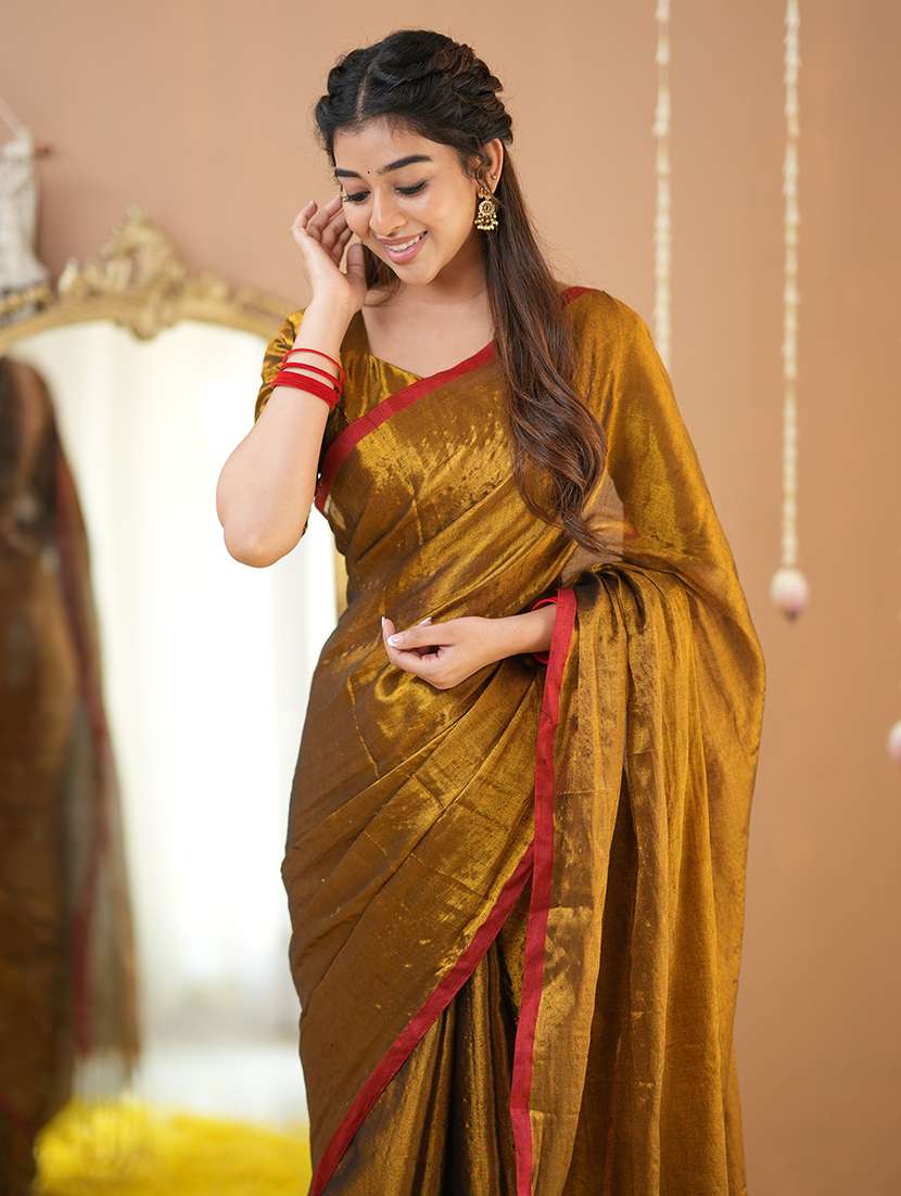 women solid handloom saree with blouse - 22145069 -  Standard Image - 6