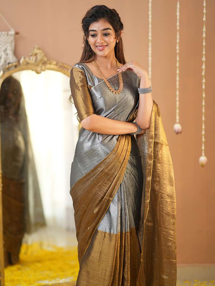 women color block handloom saree with blouse - 22145070 -  Standard Image - 4
