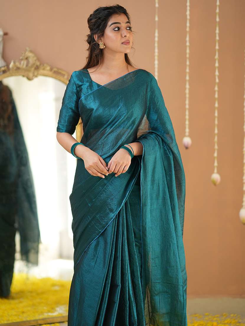 women solid handloom saree with blouse - 22145072 -  Standard Image - 6