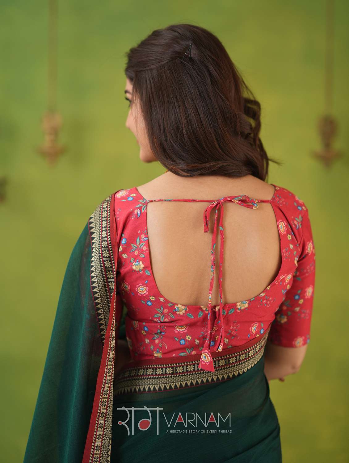 women solid with bordered narayanpet saree with blouse - 22145125 -  Standard Image - 4