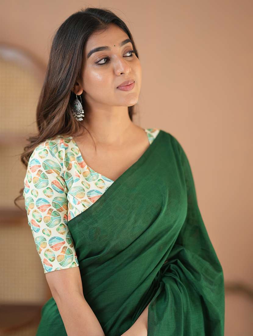 women solid handloom saree with blouse - 22145136 - Standard Image - 6