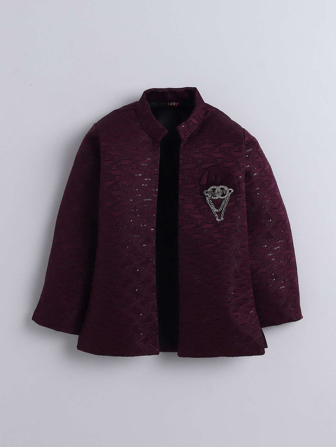 boys embroidered mandarin neck sherwani set - 22145343 - Standard Image - 4