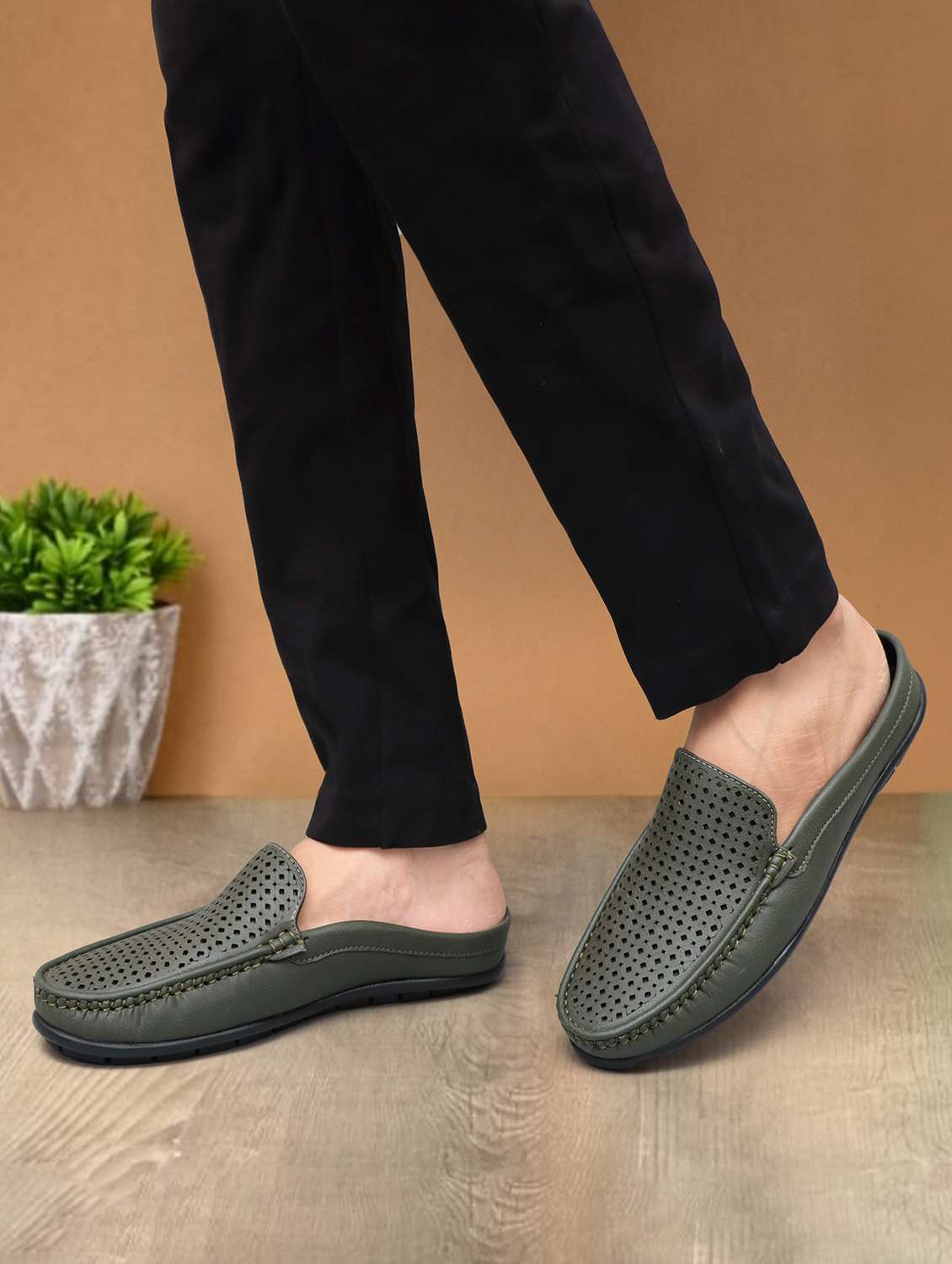 men olive slip on loafer - 22145693 - Standard Image - 1
