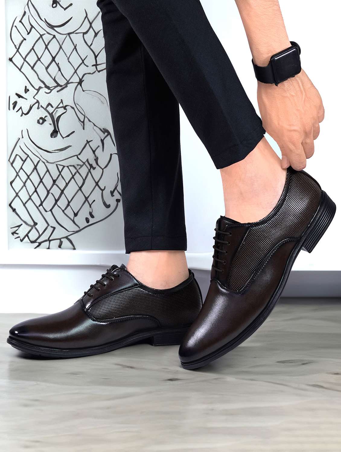 men brown lace-up oxford - 22145712 -  Standard Image - 1