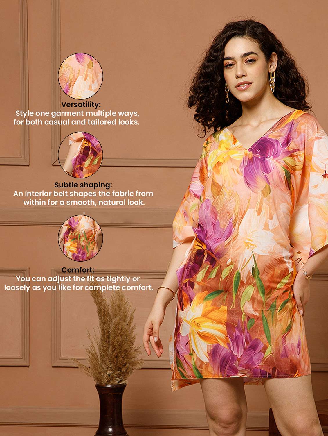 women floral printed kimono sleeve kaftan - 22145721 -  Standard Image - 6