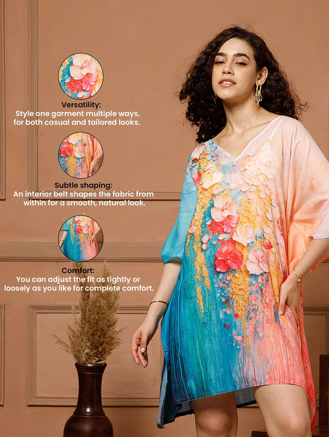 women floral printed kimono sleeve kaftan - 22145723 - Standard Image - 6