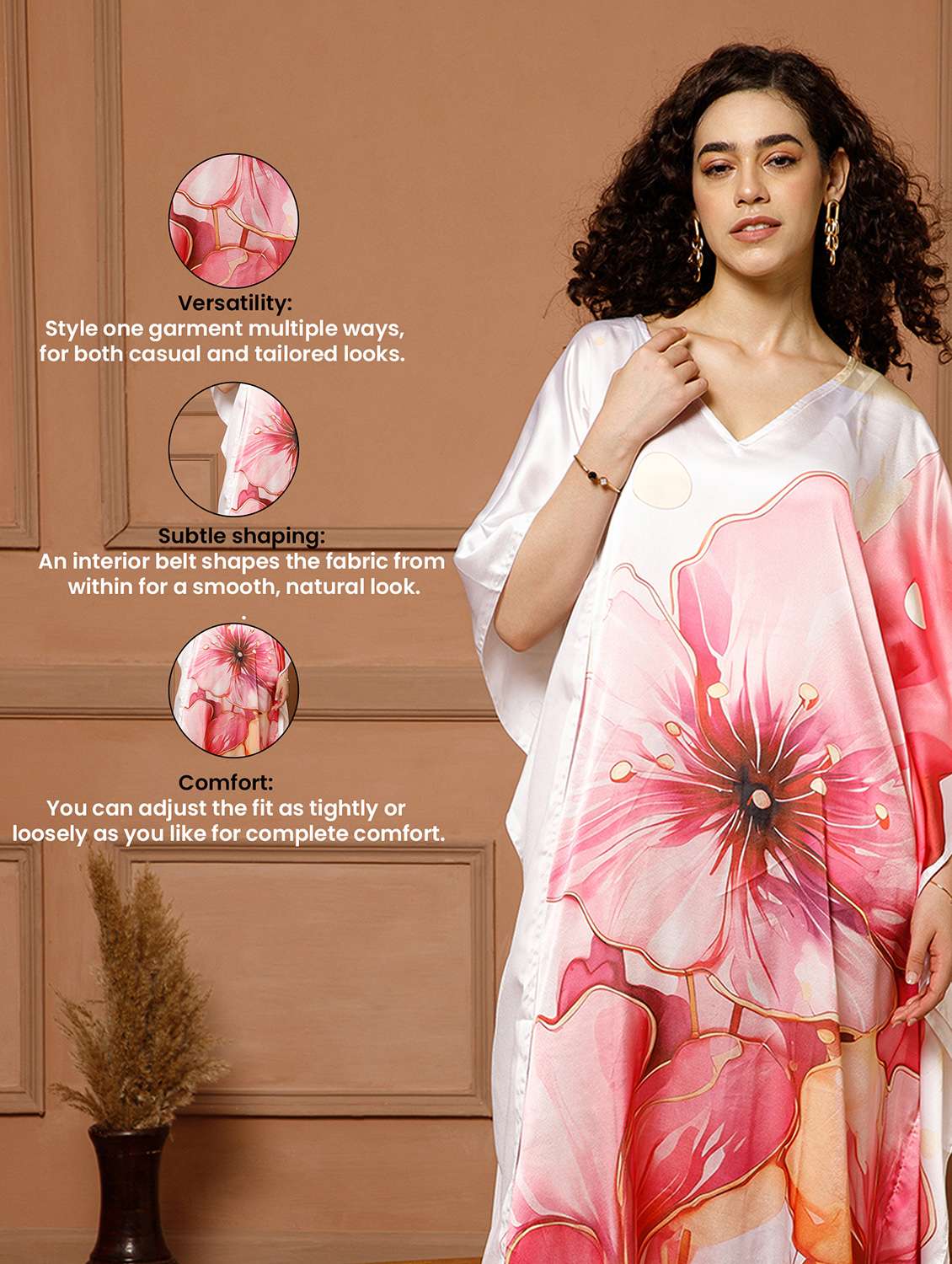 women floral printed kimono sleeve maxi kaftan - 22145727 -  Standard Image - 6