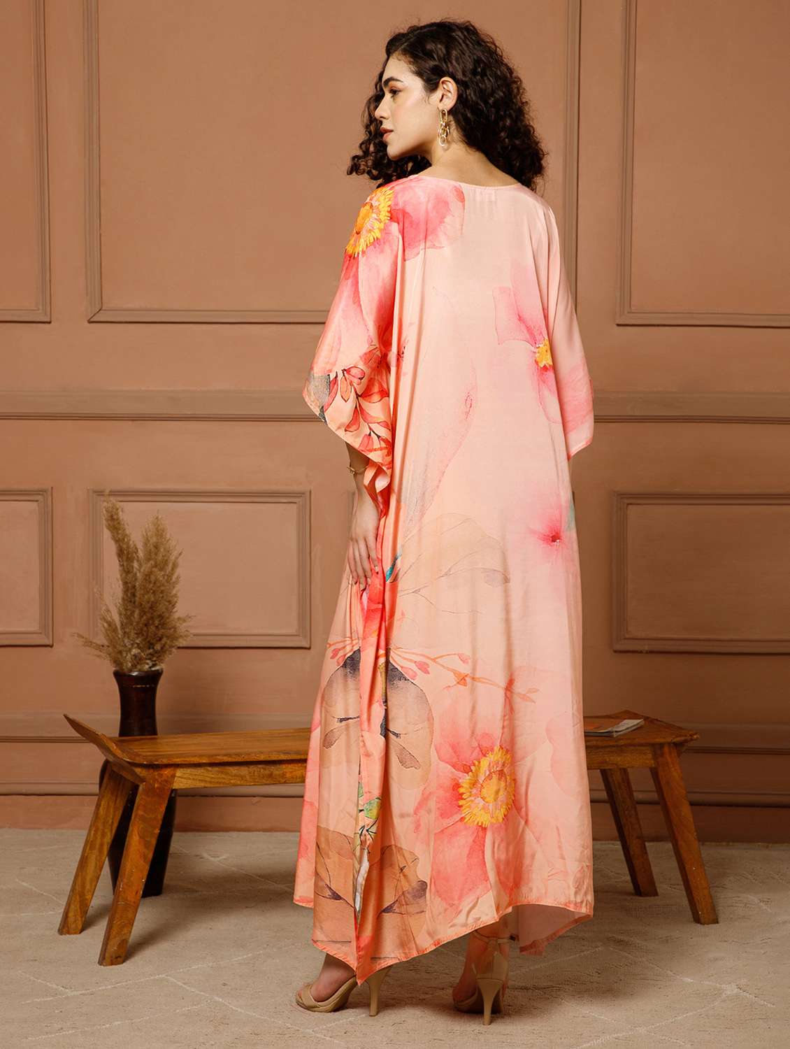 women floral printed kimono sleeve maxi kaftan - 22145729 -  Standard Image - 4