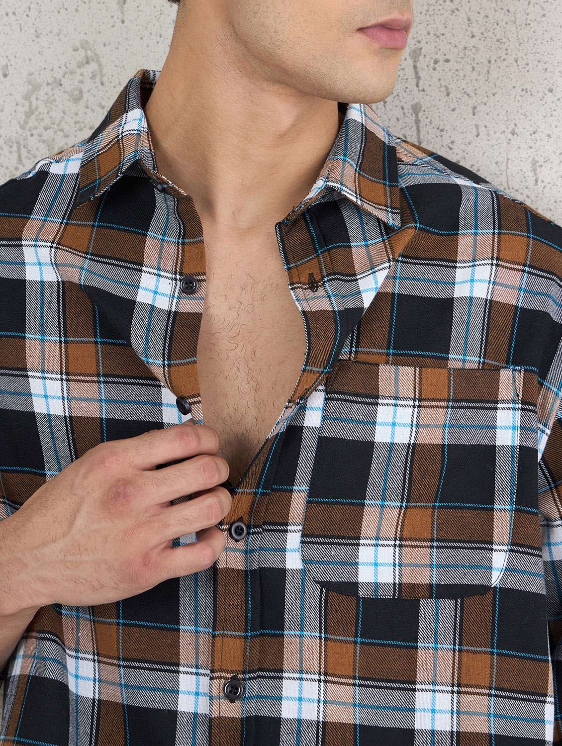 men checkered long sleeve oversized casual shirt - 22145730 -  Standard Image - 4