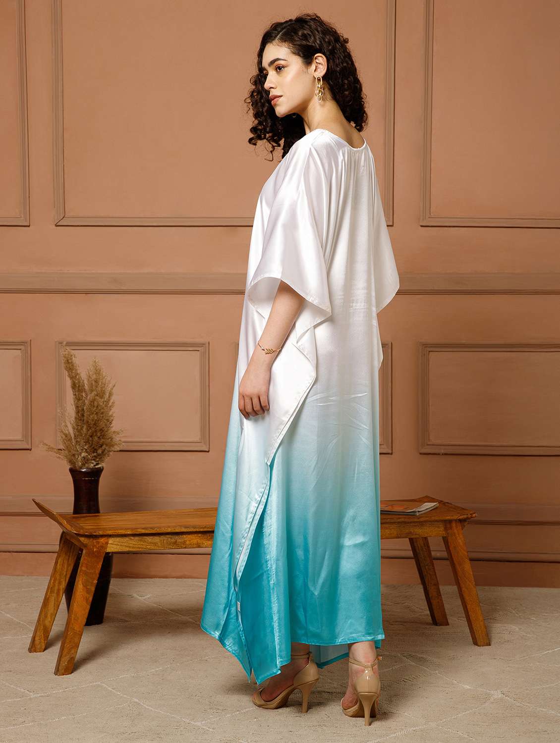 women tie & dye kimono sleeve maxi kaftan - 22145734 -  Standard Image - 4