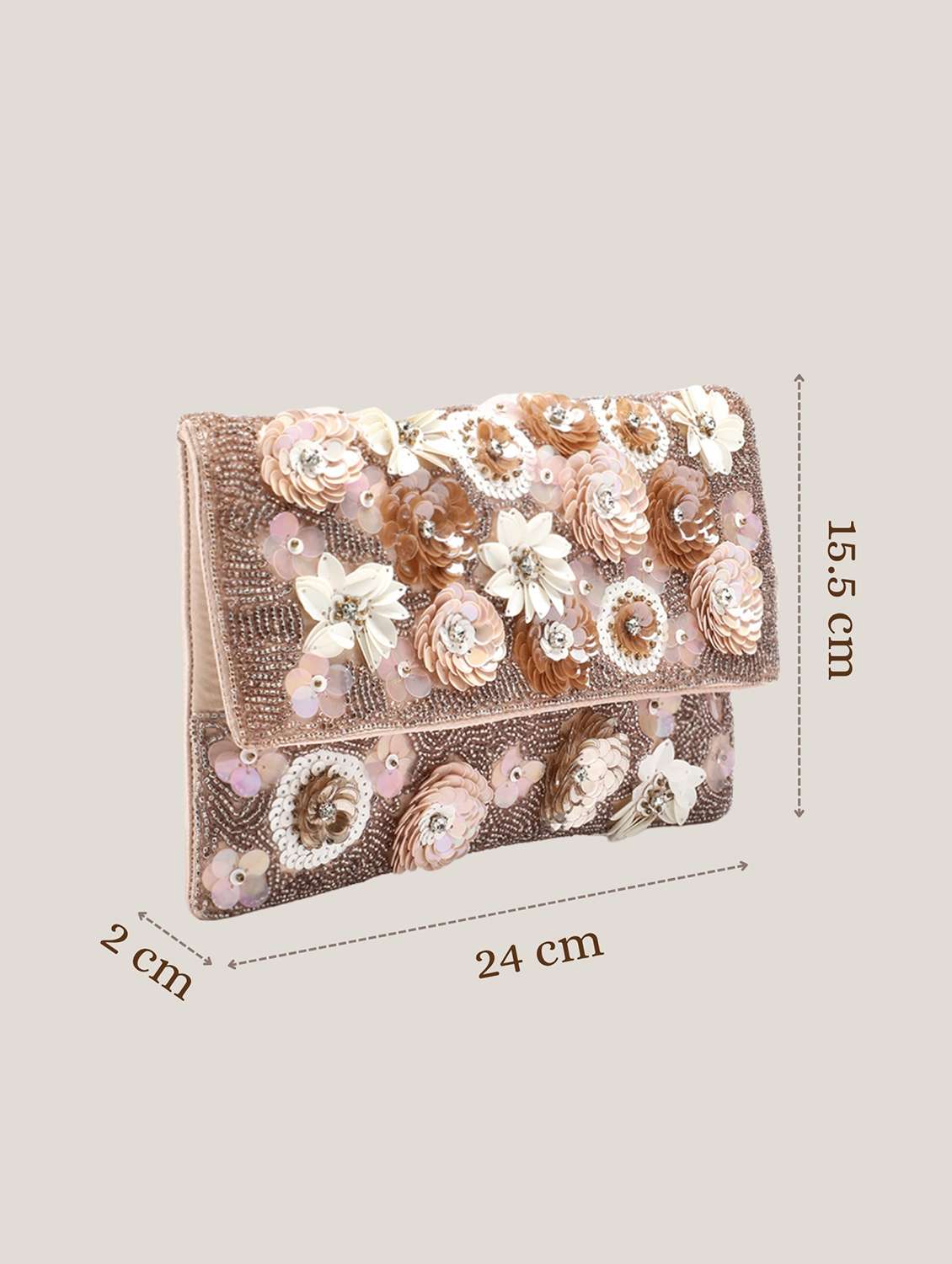floral embellished satin sling bag party clutch - 22145738 - Standard Image - 4