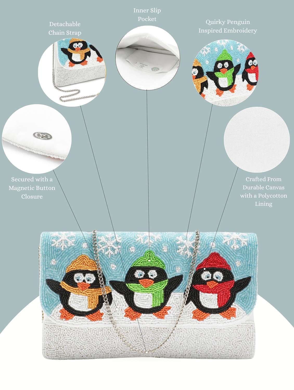 beaded sling bag with embellished penguins - 22145740 -  Standard Image - 4